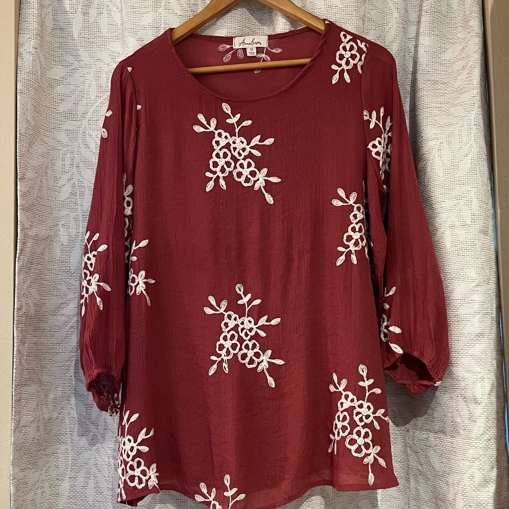Ladies Coral Embroidered Blouse
